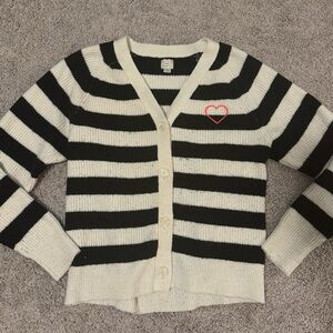 A new day Striped Black and White Cardigan Sweater